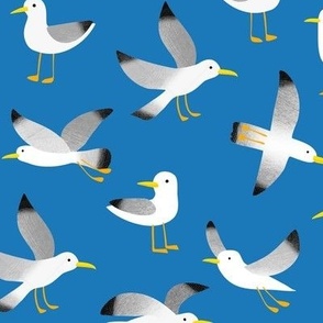 Seagulls on blue, medium scale by Cecca Designs