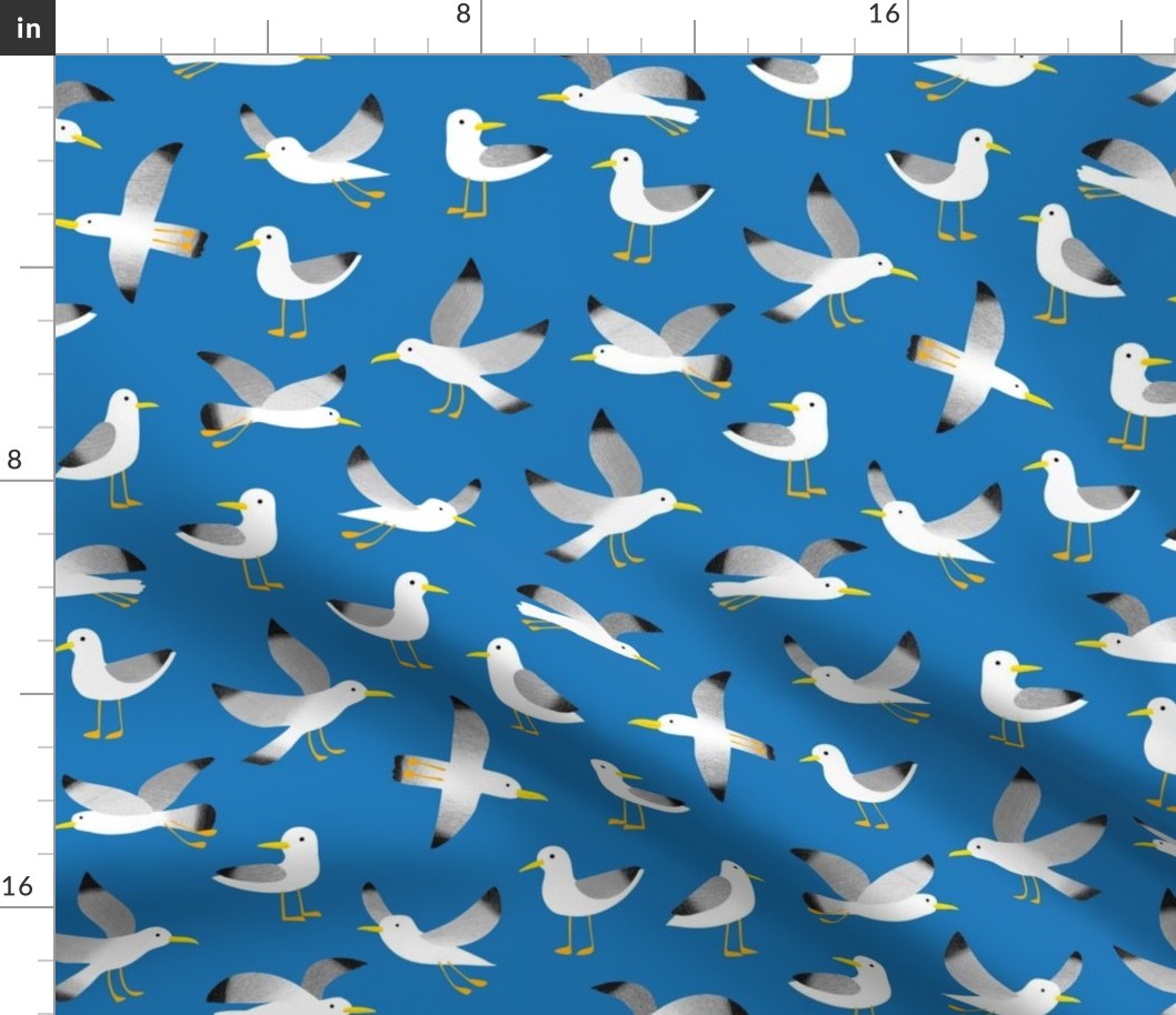 Seagulls on blue, medium scale by Cecca Designs