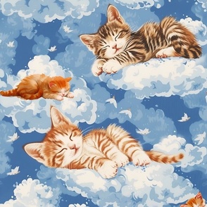 Cute kittens sleeping in the cloud
