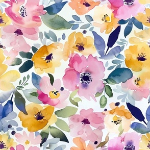 large scale watercolour floral pink