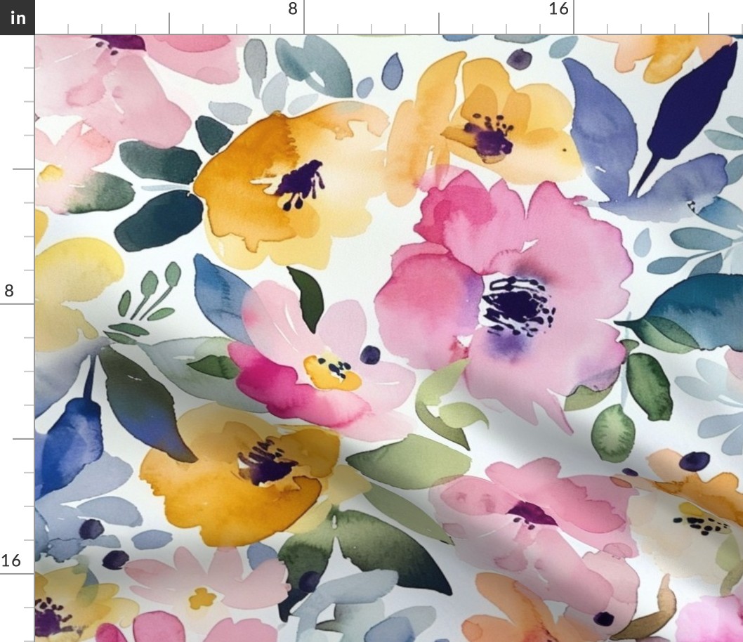 large scale watercolour floral pink