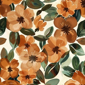 large scale floral brown