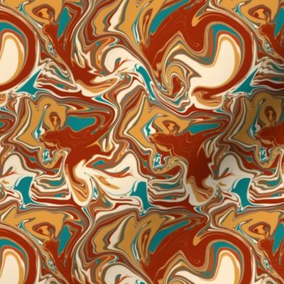 Caribbean Rust Marble (6") - blue, orange, cream (ST2024CRM