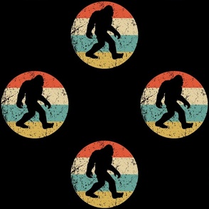 Retro Bigfoot Sasquatch Icon Repeating Pattern Black