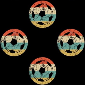 Retro Soccer Ball Sports Icon Repeating Pattern Black