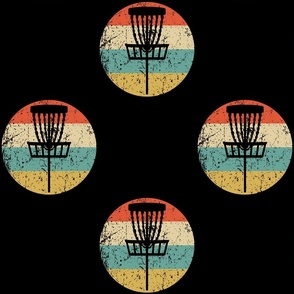 Retro Disc Golf Basket Sports Icon Repeating Pattern Black