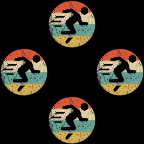 Retro Runner Running Sports Icon Repeating Pattern Black