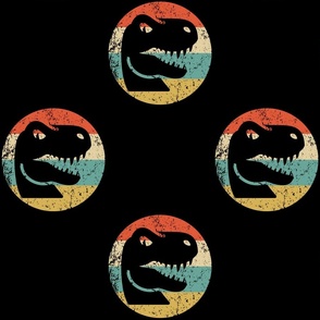 Retro Tyrannosaurus Rex T Rex Dinosaur Icon Repeating Pattern Black