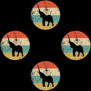 Retro Elephant Animal Icon Repeating Pattern Black