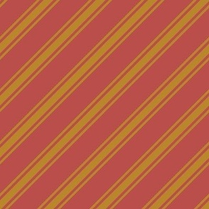 Gold and Red Orange Ticking Stripe