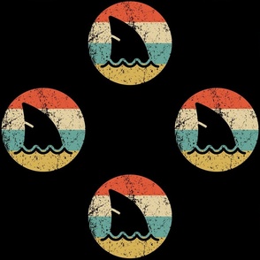Retro Shark Fin Icon Repeating Pattern Black