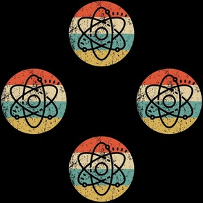 Retro Atom Science Icon Repeating Pattern Black