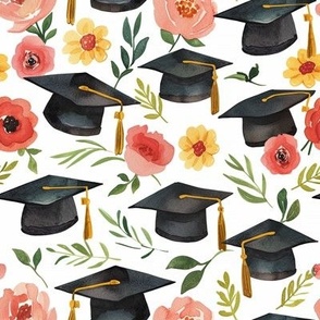 Graduation Caps and Flowers