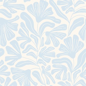 Retro Whimsy Floral in Light Blue on Cream