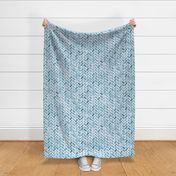 325 – Large scale teal blue Tessellated organic geometric brick pavers in monochromatic watercolor for kids and adult apparel, wallpaper, garden room tablecloths, sweet table runners, duvet covers and pillows 