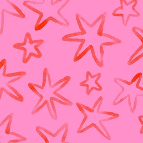 Red Stars on Pink - Large Print