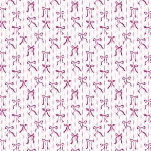 (S) Coquette fuchsia bows on pink background with curved stripes