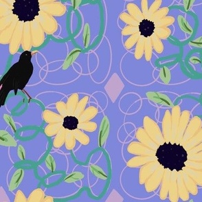 Blackbirds Among the Sunflowers  (Spring Collection)