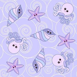 Shiny happy sea creatures purple 