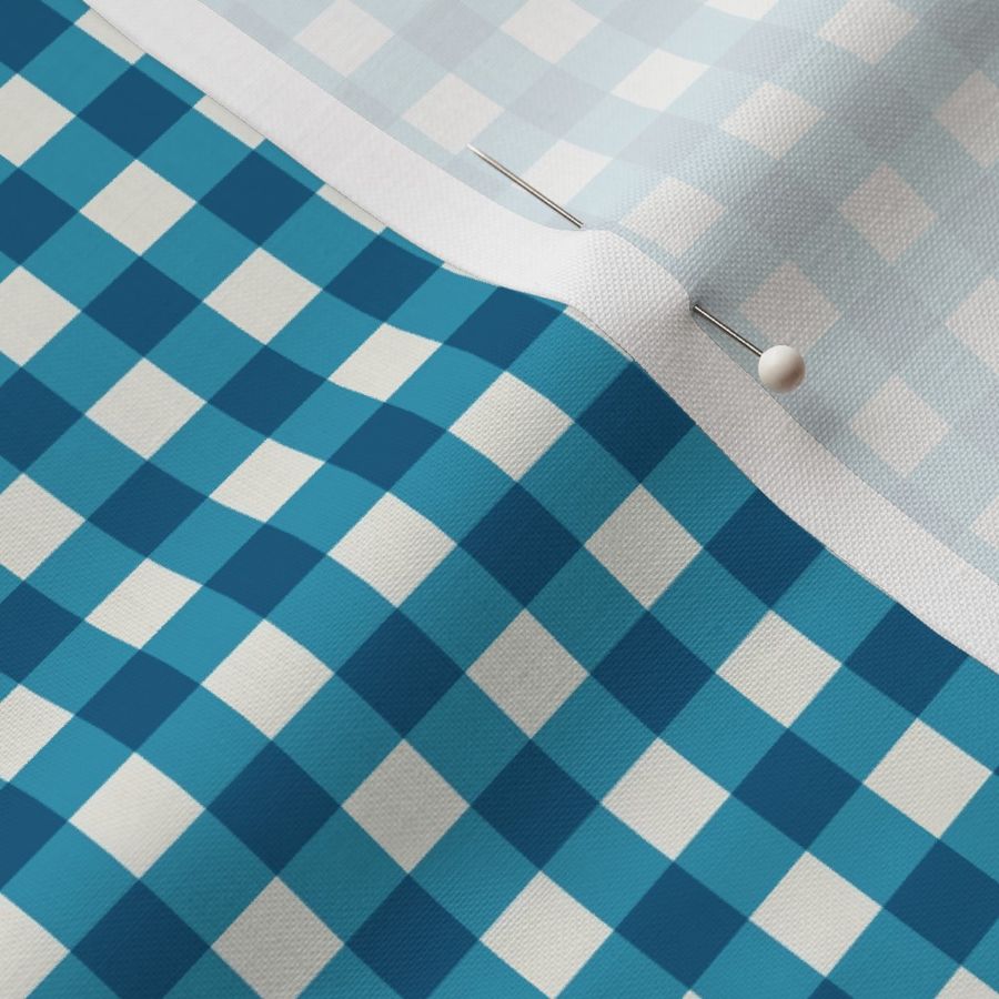 Lake House  Blue Gingham Check Mini Pattern - Classic Country Chic Fresh and Modern Design for Home Decor and Apparel