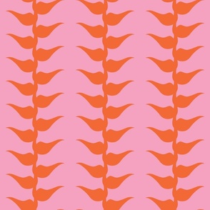 Heliconia Minimalist Silhouette  - Frosting Pink and Tangerine Orange - Large