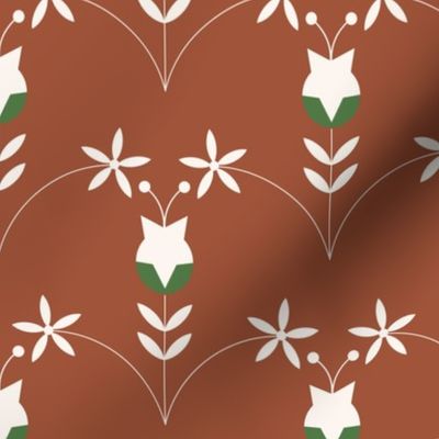 Medium-Persian art-flowers brown and green