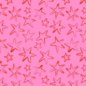 Red Stars on Pink - Large Print