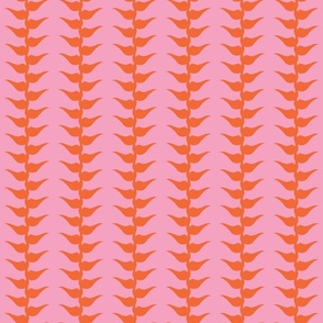 Heliconia Minimalist Silhouette  - Frosting Pink and Tangerine Orange - Small