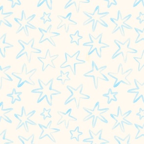 Blue Stars on Pale Yellow - Small Print