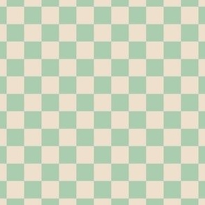 Checkerboard modern in green and linen