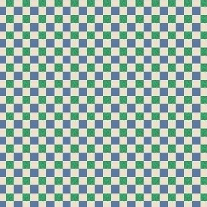 Modern checkerboard in blue green and linen