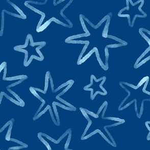 Light Blue Stars on Dark Blue - Large Print