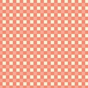 Grid check in apricot pink and cream small micro