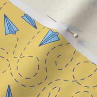 Paper Airplanes in Yellow and Blue - Mini