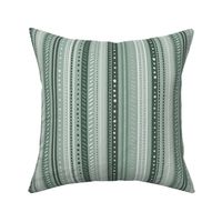 uneven monochromatic stripes with decorative hand drawn detail in light jade