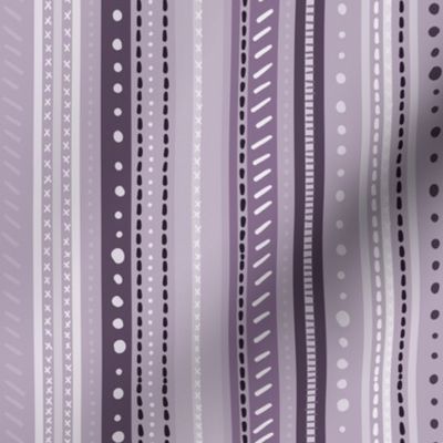 uneven monochromatic stripes with decorative hand drawn detail in lilac