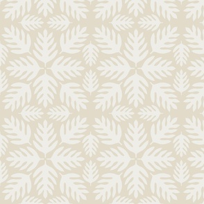 'Ulu Leaf - Monochrome Neutral Egret Taupe and off white 