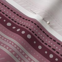 uneven monochromatic stripes with decorative hand drawn detail in maroon