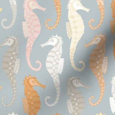 Seaside Seahorse - pastel ocean duckegg blue - LARGE