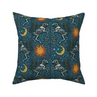 Bohemian Gothic Unicorns on Stormy Blue Small Scale