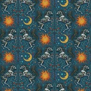 Bohemian Gothic Unicorns on Stormy Blue Small Scale
