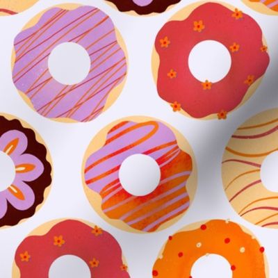 Red orange and purple donuts