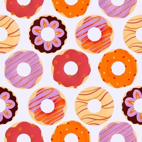 Red orange and purple donuts