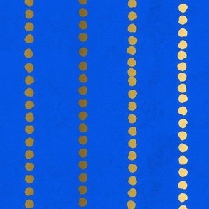 Polka Dot Stripes in Brown Beige Cream on Blue
