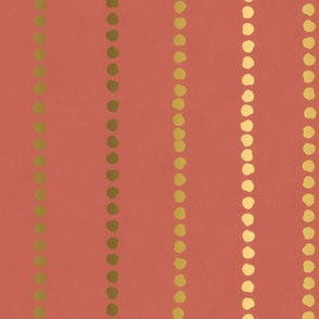 Polka Dot Stripes in Brown Beige Cream on Terracotta Brick Red, Large