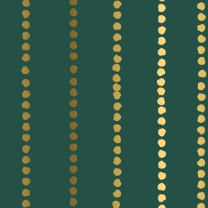 Polka Dot Stripes in Beige Brown Cream on Dark Green, Large
