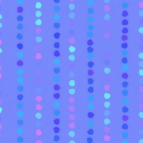 Polka Dot Stripes in Multicolored Shades of Blue on Periwinkle
