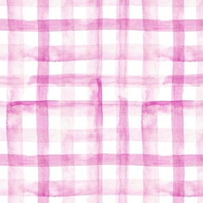 12" Watercolor plaid in fuchsia pink