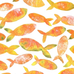 Orange watercolor fishes 