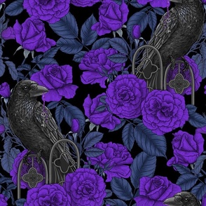 Ravens and violet roses